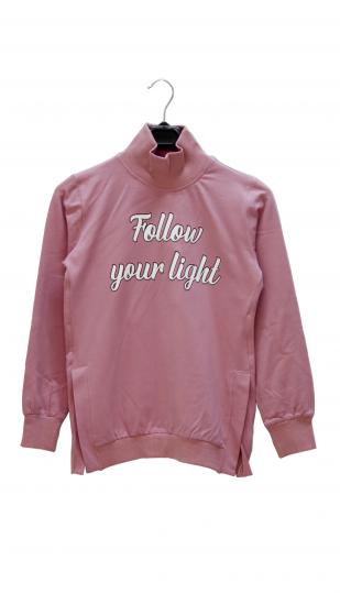 KIZ ÇOCUK FOLLOW YOUR LIGHT BASKILI SWEATSHIRT